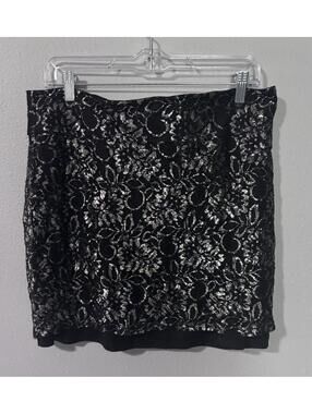 DOTS Brand Party Skirt Women's Size 15/16 Black Silver Metallic
